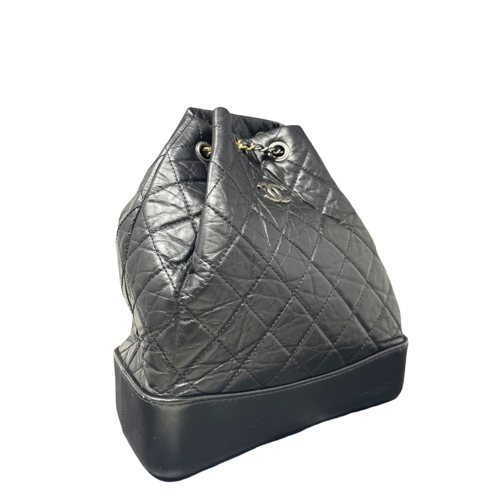 CHANEL Patent Goatskin Quilted Small Gabrielle Backpack Black 1269536