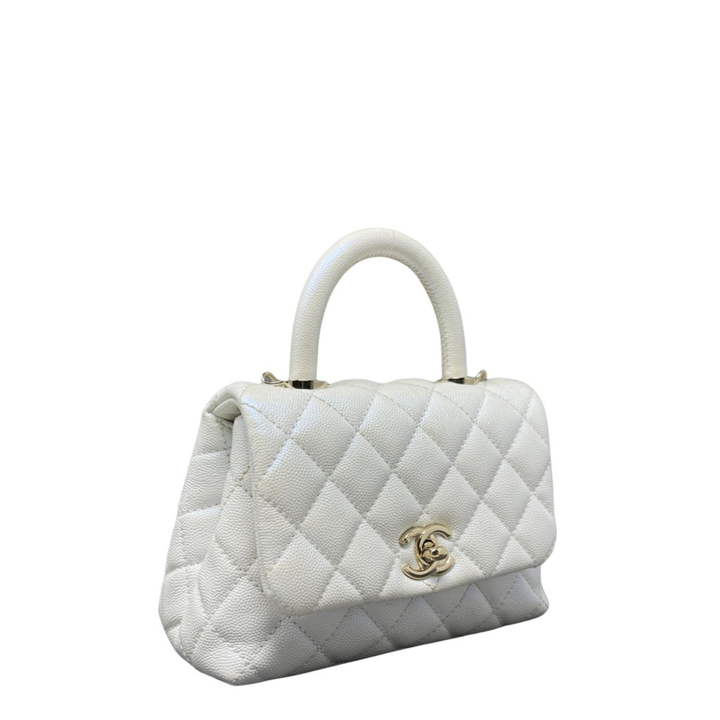 CHANEL Caviar Quilted Extra Mini Coco Handle Flap Light Blue 1296010