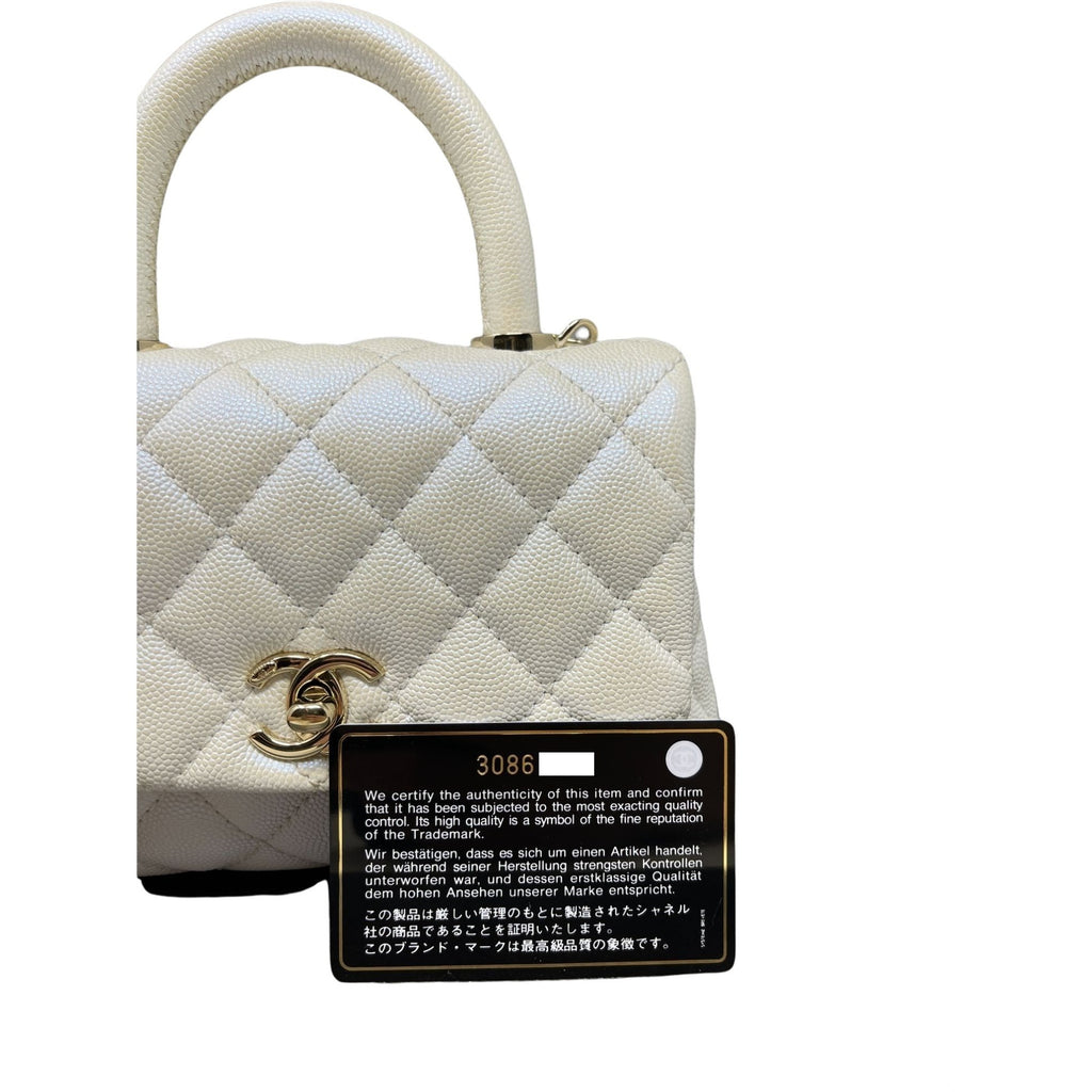 CHANEL Caviar Quilted Extra Mini Coco Handle Flap Light Blue 1296010