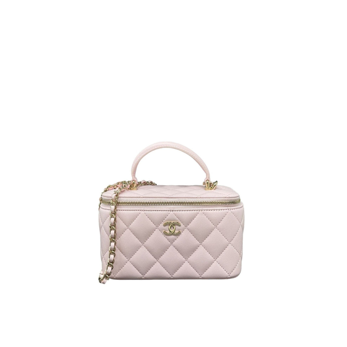 Chanel Quilted Small Handle With Care Vanity Case With Chain Green Cav –  Coco Approved Studio